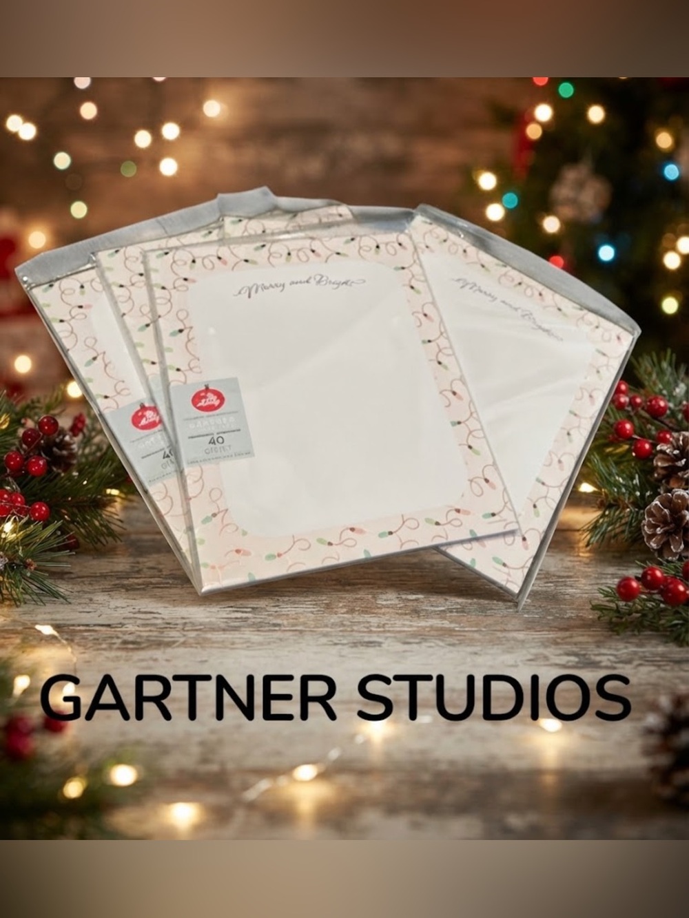 New 4 pack Gartner Studios Christmas Merry and Bright holiday stationery 200 ct